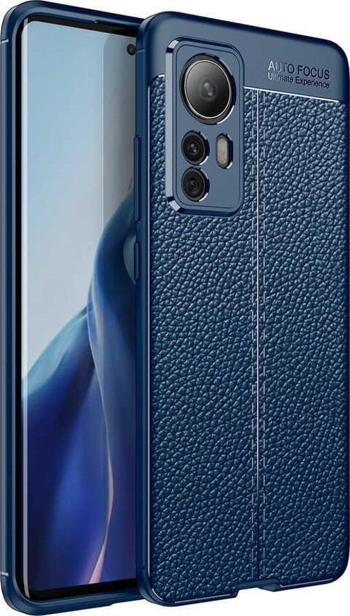 Xiaomi Mi 12 Pro Kılıf Darbe Korumalı Deri Görünümlü Silikon Arka Kapak - Lacivert
