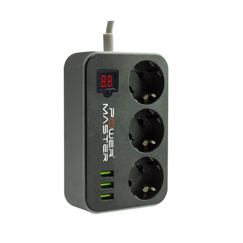 3 Usb Çıkışlı 3'lü 10A-2500 W 1.8 Metre Kablolu Akım Korumalı Priz
