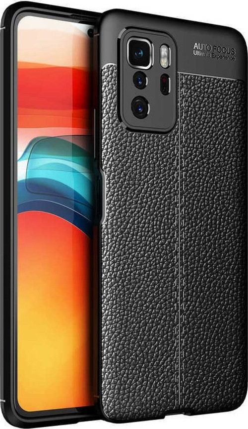 Xiaomi Poco X3 GT Kılıf Darbe Korumalı Deri Görünümlü Silikon Arka Kapak - Siyah