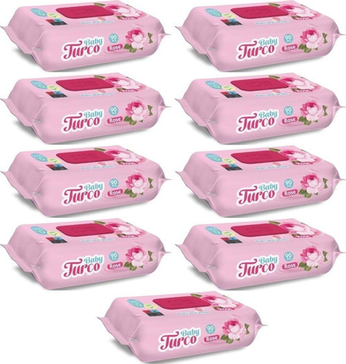 Islak Havlu Mendil 90 Yaprak Gül/Rose 9 Lu Set 810 Yaprak Plastik Kapaklı