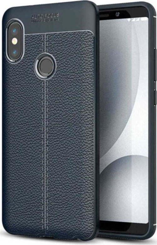 Xiaomi Redmi Note 5 Pro Kılıf Darbe Korumalı Deri Görünümlü Silikon Arka Kapak - Lacivert