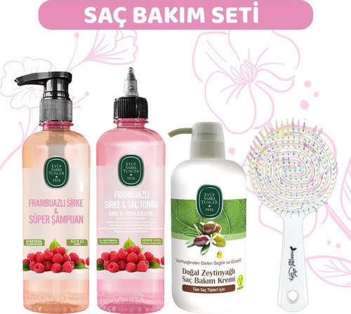 Frambuazlı Şampuan, Sirke, Saç Kremi ve Saç Fırçası
