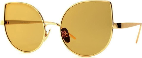 Kadın Güneş Gözlüğü Cat Eyes Tasarım Gold Çerçeve Sarı Cam