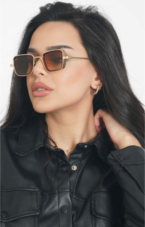 Gold Dikdörtgen Unisex Güneş Gözlüğü Yw-2023B