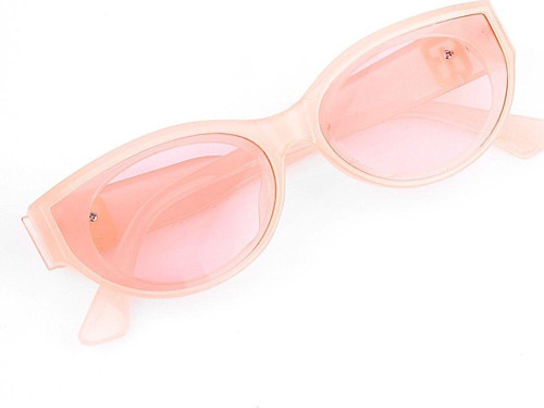 Pembe Mat Cam Şeffaf Pembe Geometrik Kemik Çerçeve Kadın Güneş Gözlüğü