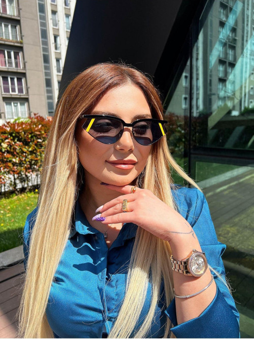 Tarz Gozlugu Cat Eyes Tasarım Siyah Çerçeve Siyah Cam