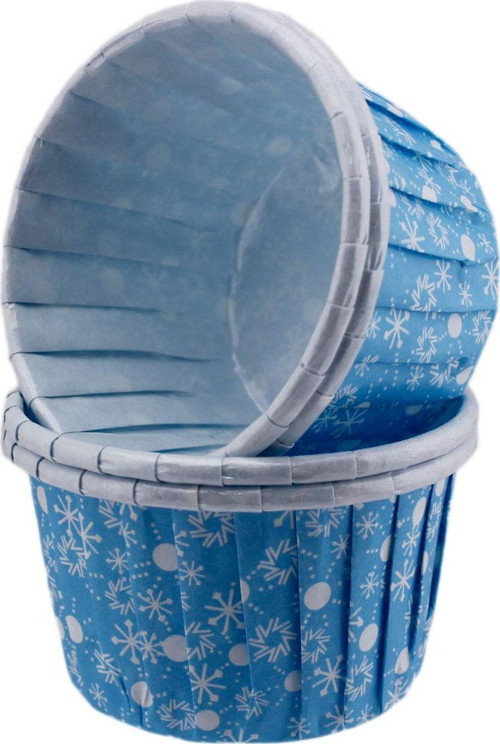 Cupcake Kalıbı Orta Boy 50*39 Mm KAR DESENLİ (50 Adet) Kar Desenli Mavi