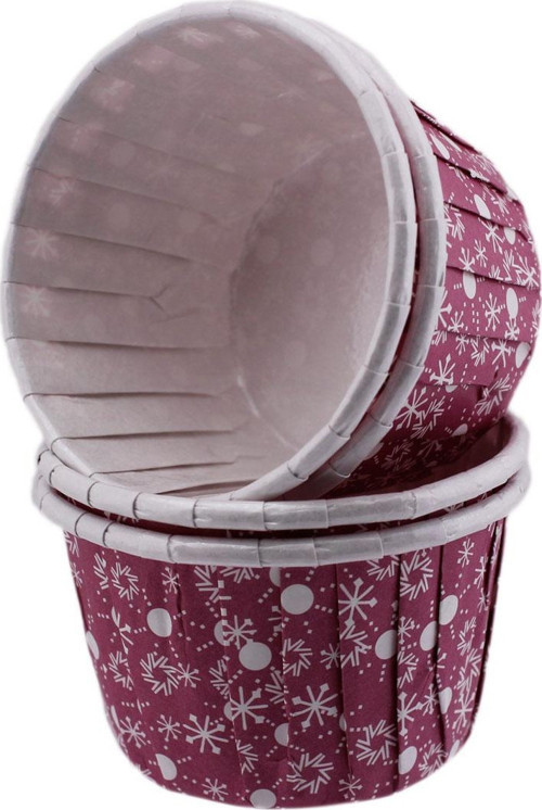 Cupcake Kalıbı Orta Boy 50*39 Mm KAR DESENLİ (50 Adet) Kar Desenli Mor