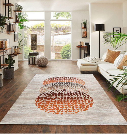 Modern Desenlerde Kadife Dokulu Lastikli Süngerli Kaymaz Yıkanabilir Halı Örtüsü - 9 M2