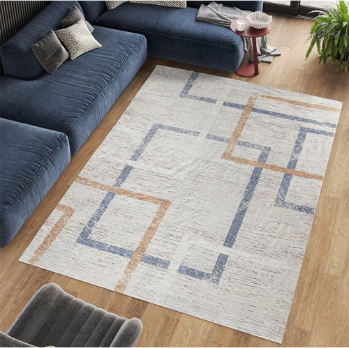 Modern Desenlerde Kadife Dokulu Lastikli Süngerli Kaymaz Yıkanabilir Halı Örtüsü - 12 M2