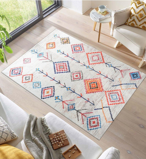 Modern Desenlerde Kadife Dokulu Lastikli Süngerli Kaymaz Yıkanabilir Halı Örtüsü - 12 M2