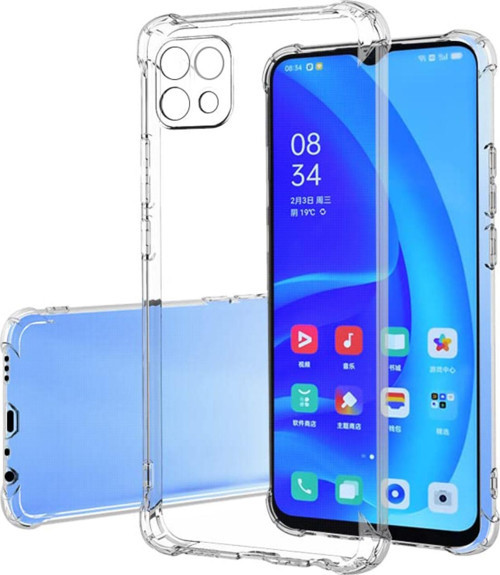 Oppo A15 Kapak Kamera Korumalı Antişok Airbag Köşe Korumalı Silikon Şeffaf Kılıf