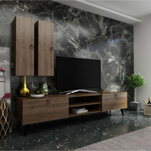 Ideal Tv Ünitesi Duvar Raf Ve Dolaplı Q7822-2 Ceviz