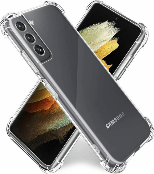 Samsung Galaxy S21 Plus Kapak Kamera Korumalı Antişok Airbag Köşe Korumalı Silikon Şeffaf Kılıf