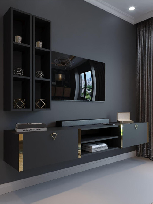 Festival Tv Ünitesi G13000-4 Antrasit Gold Duvara Monte Tv Sehpası