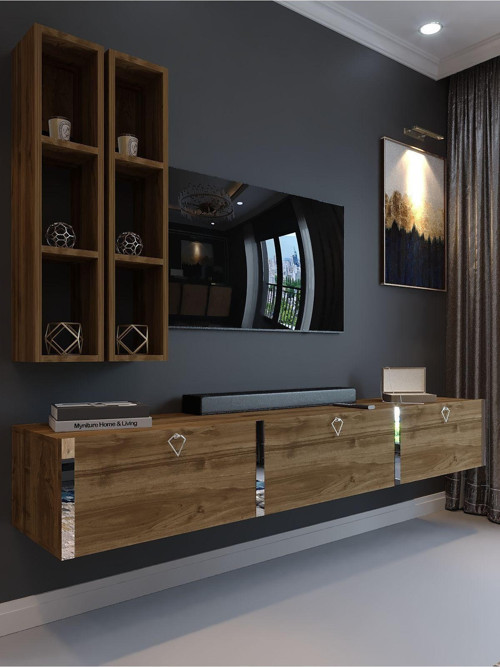 Festival Tv Ünitesi S13003-2 İstanbul Ceviz Silver Duvara Monte Tv Sehpası