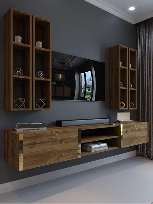 Festival Tv Ünitesi G13002-2 İstanbul Ceviz Gold Duvara Monte Tv Sehpası