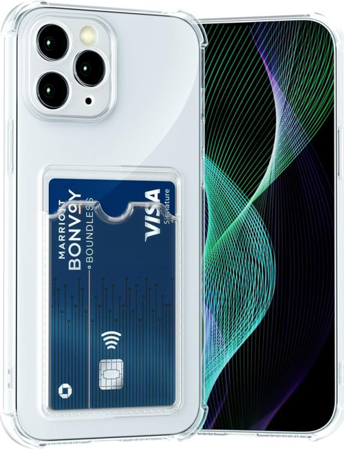 Apple iPhone 11 Pro Kapak Kamera Korumalı Kartlıklı Darbe Emici Özellikli Şeffaf Silikon Kılıf