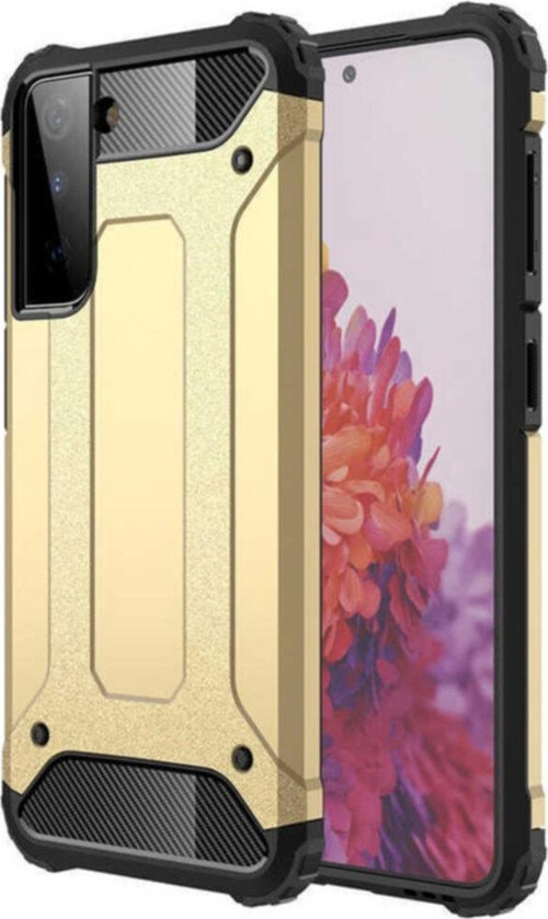 Samsung Galaxy S21 Kapak Çift Katmanlı Zırh Tank Kılıf - Gold