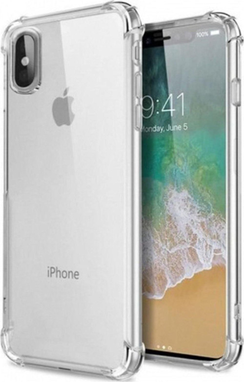 İphone XS Max Şeffaf Airbag Antishock Silikon Kılıf ve Temperli Ekran Koruyucu Cam