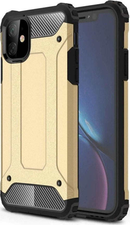 Apple iPhone 11 Kapak Çift Katmanlı Zırh Tank Kılıf - Gold