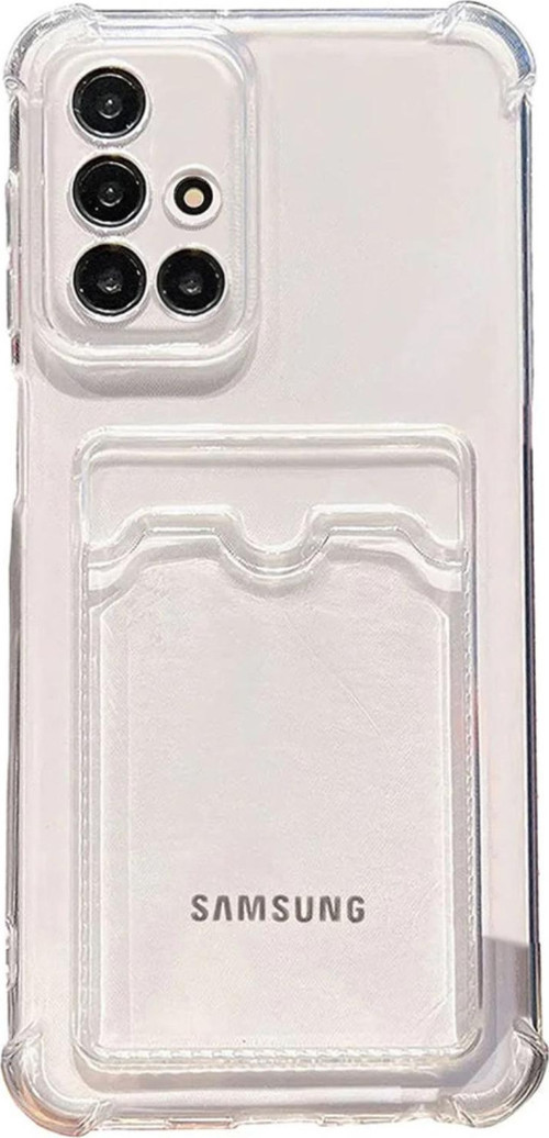 Samsung Galaxy A71 Kapak Kamera Korumalı Kartlıklı Darbe Emici Özellikli Şeffaf Silikon Kılıf