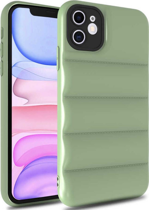 Apple iPhone 11 Kapak Kamera Korumalı Puf Silikon Kılıf - Açık Yeşil