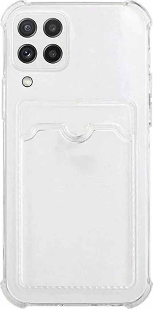 Samsung Galaxy A12 Kapak Kamera Korumalı Kartlıklı Darbe Emici Özellikli Şeffaf Silikon Kılıf