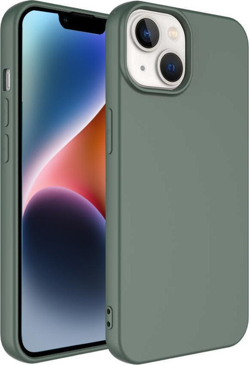Apple iPhone 14 Plus Kapak İçi Kadife Lansman Lux Silikon Kılıf - Koyu Yeşil