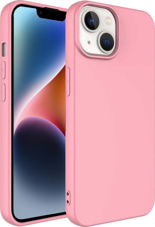 Apple iPhone 14 Plus Kapak İçi Kadife Lansman Lux Silikon Kılıf - Pembe