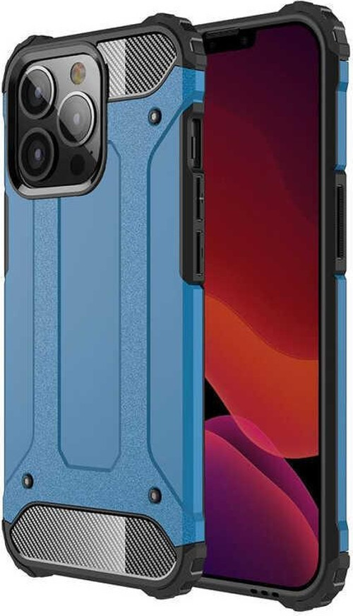 Apple iPhone 13 Pro Max Kapak Çift Katmanlı Zırh Tank Kılıf - Mavi