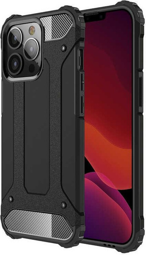 Apple iPhone 13 Pro Max Kapak Çift Katmanlı Zırh Tank Kılıf - Siyah