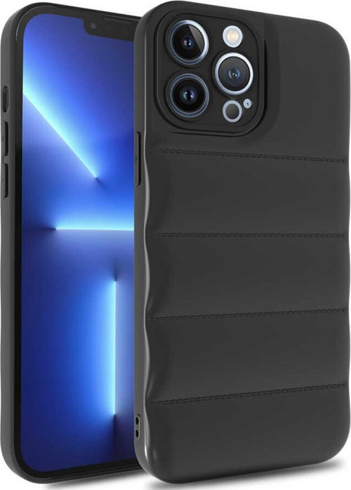 Apple iPhone 13 Pro Max Kapak Kamera Korumalı Puf Silikon Kılıf - Siyah