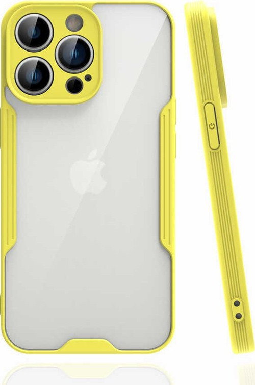 Apple iPhone 14 Pro ile Uyumlu Kılıf Kamera Korumalı Colorful Silikon Kapak - Sarı