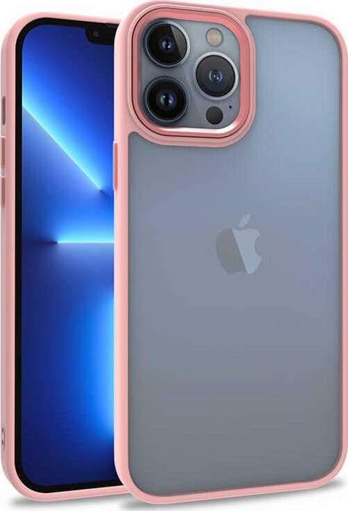 Apple iPhone 13 Pro Max Kapak Metal Kamera Korumalı Arkası Şeffaf Silikon Kılıf - Rose Gold