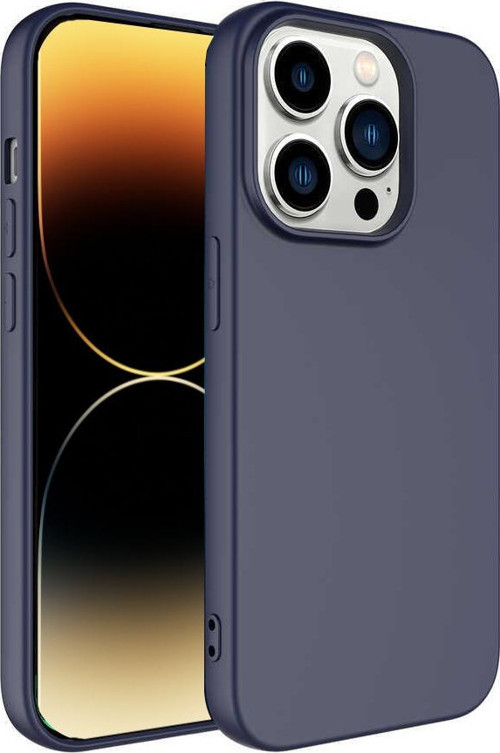 Apple iPhone 14 Pro Kapak İçi Kadife Lansman Lux Silikon Kılıf - Lacivert