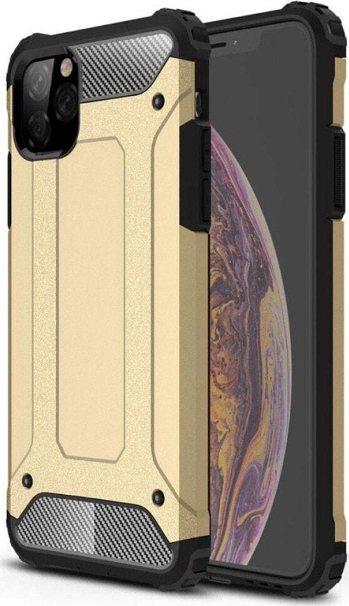 Apple iPhone 11 Pro Kapak Çift Katmanlı Zırh Tank Kılıf - Gold