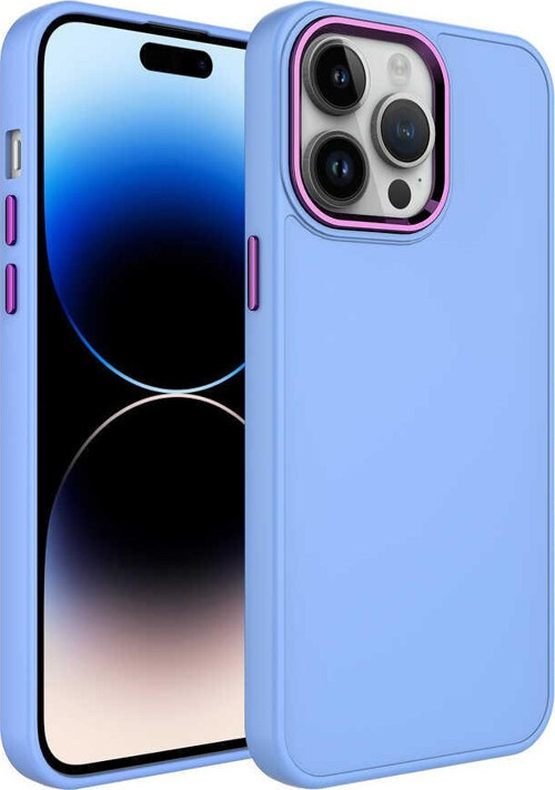 Apple iPhone 13 Pro Max Kapak Renkli Metal Kamera Çerçeveli Class İçi Kadife Lasnman Kılıf - Lila
