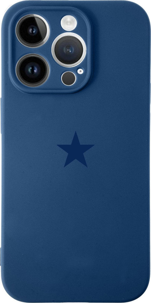 Apple iPhone 14 Pro Kapak Yıldız Logolu Kamera Korumalı İçi Kadife Lansman Silikon Kılıf - Lacivert
