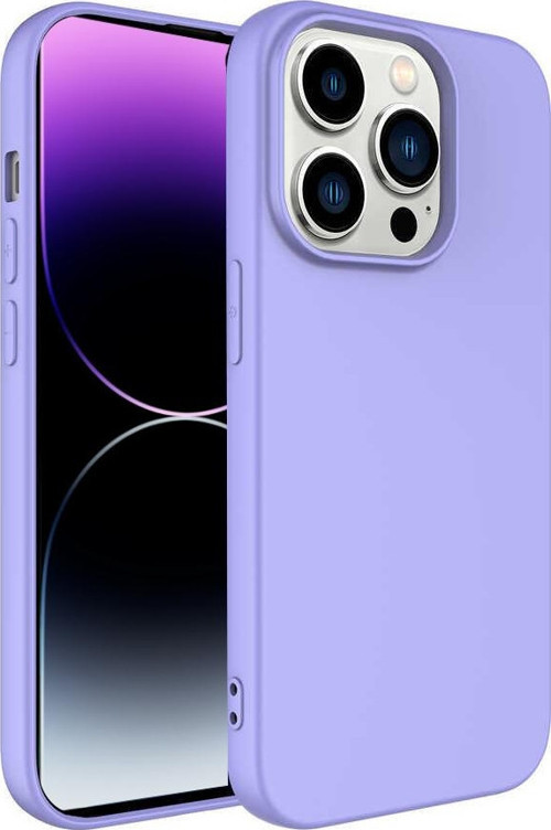 Apple iPhone 14 Pro Max Kapak İçi Kadife Lansman Lux Silikon Kılıf - Lila