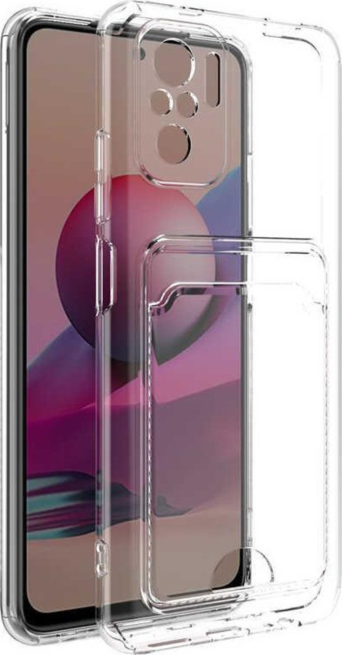 Xiaomi Redmi Note 10S Kapak Kamera Korumalı Kartlıklı Şeffaf Silikon Kılıf
