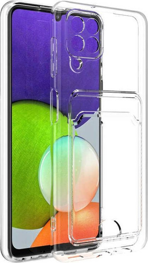 Samsung Galaxy M12 Kapak Kamera Korumalı Kartlıklı Şeffaf Silikon Kılıf