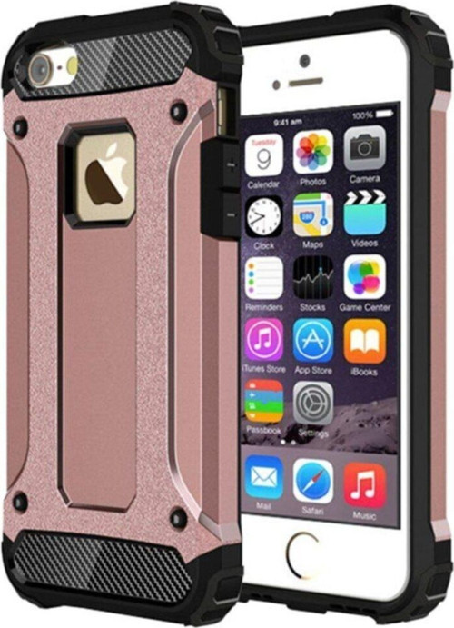Apple iPhone 6 Kapak Çift Katmanlı Zırh Tank Kılıf - Rose Gold