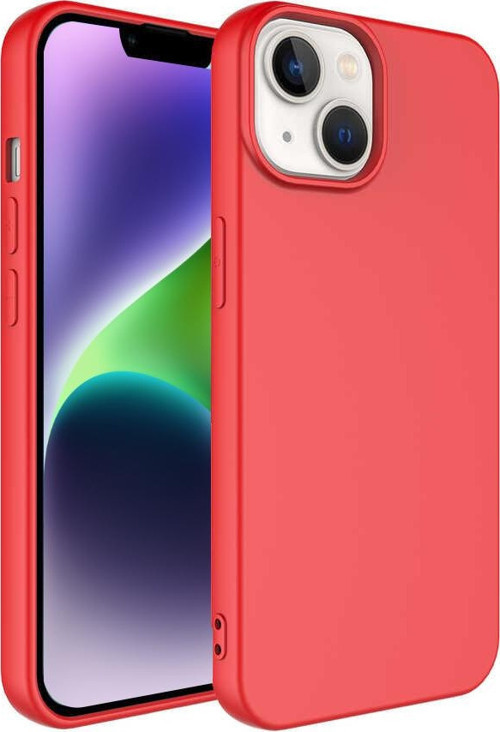 Apple iPhone 14 Kapak İçi Kadife Lansman Lux Silikon Kılıf - Kırmızı