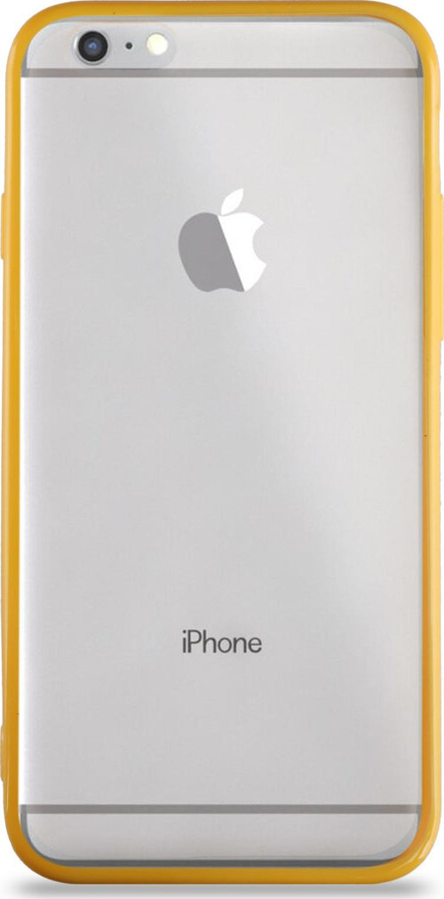 Apple iPhone 6 Kılıf Kenarları Renkli Silikon Şeffaf Arka Kapak - Sarı