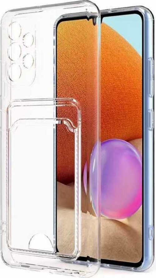 Samsung Galaxy A73 Kapak Kamera Korumalı Kartlıklı Şeffaf Silikon Kılıf