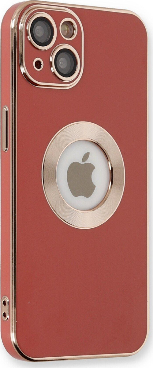 Apple iPhone 14 Plus Kapak Mercek Korumalı Logo Gösteren Tasarım Silikon Kılıf - Kırmızı