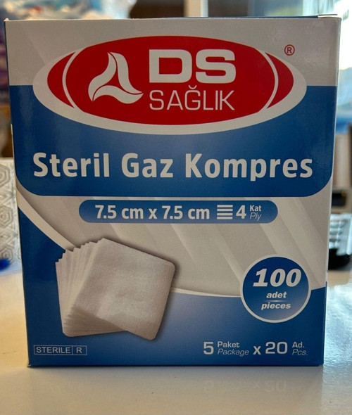 Ds Sağlik Steri̇L Gaz Kompres 7,5Cmx7,5Cm 100 Adet