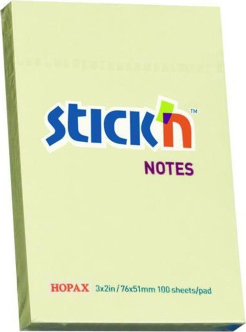 Hopax Stickn 76x51mm Yapışkanlı Not Kağıdı Pastel Sarı 100 Yaprak
