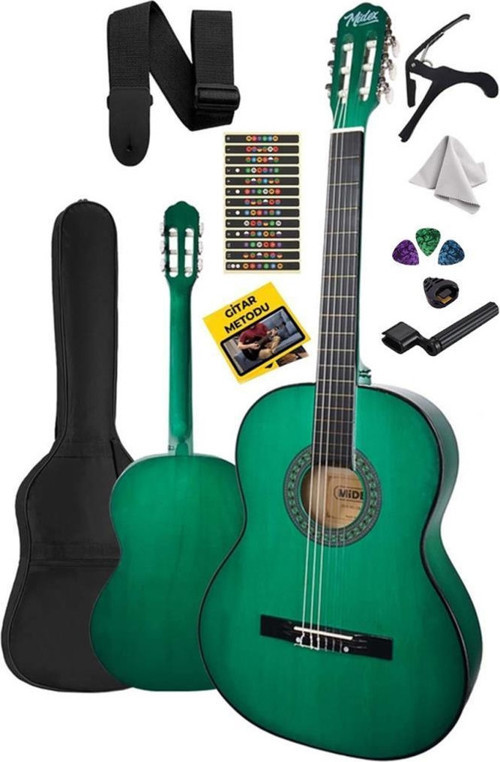 CG-34GR Kaliteli 34 İnç 1/2 Junior Çocuk Gitarı 4-8 Yaş Arası (Çanta Capo Nota Sticker Askı Pena Metod)